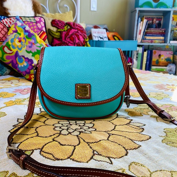 Dooney and Bourke Leather Grain Crossbody Saddle Bag in Turquoise Blue - Picture 4 of 15